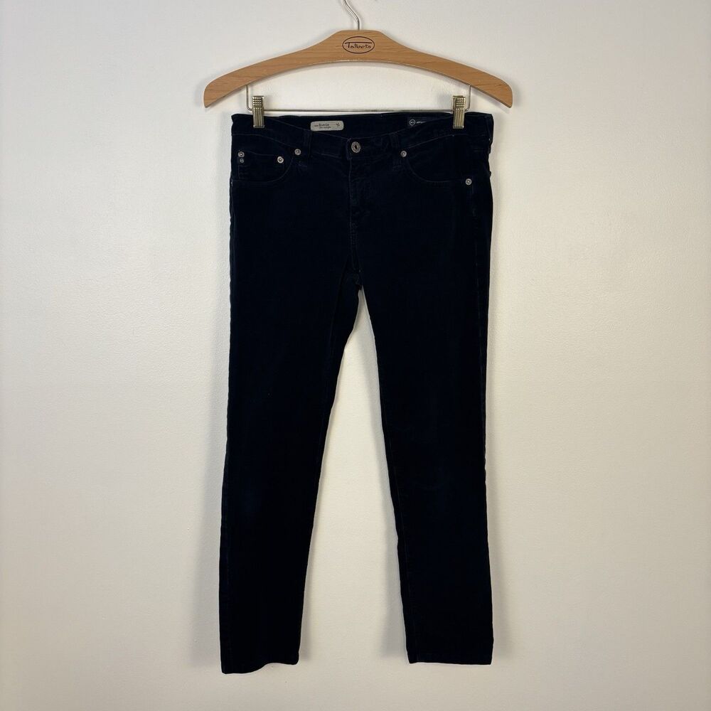 AG Adriano Goldschmied The Stevie 30R Slim Straight Corduroy Pants Navy Blue USA